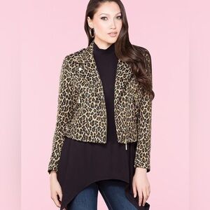 Bianca Nygard Leopard Print Moto Jacket Size 10